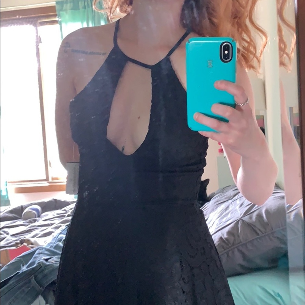 Windsor Black Lace Deep V Dress